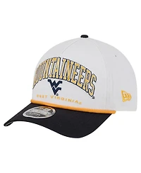 New Era Men's White/Navy West Virginia Mountaineers Arch Two-Tone Rope 9FORTY A-Frame M-Crown Adjustable Hat