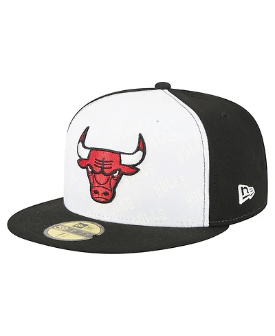 New Era Men's White/Black Chicago Bulls Repeat 59Fifty Fitted Hat