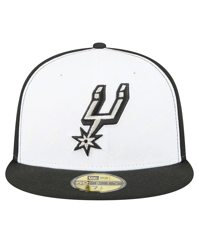 New Era Men's White/Black San Antonio Spurs Repeat 59Fifty Fitted Hat