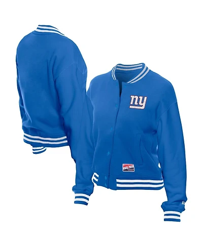New Era Women's Royal New York Giants Throwback Fleece Full-Snap Jacket