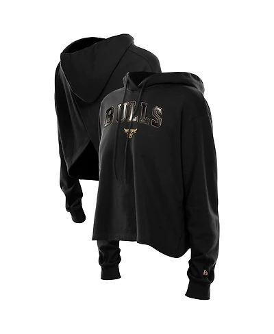 New Era Women's Black Chicago Bulls Glam Game Open Back Hoodie