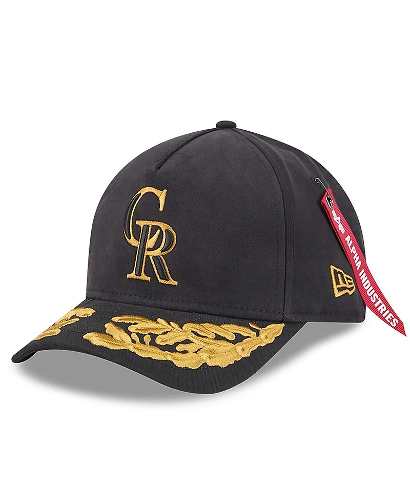 New Era Men's Black Colorado Rockies A-Frame 9FORTY Adjustable Hat