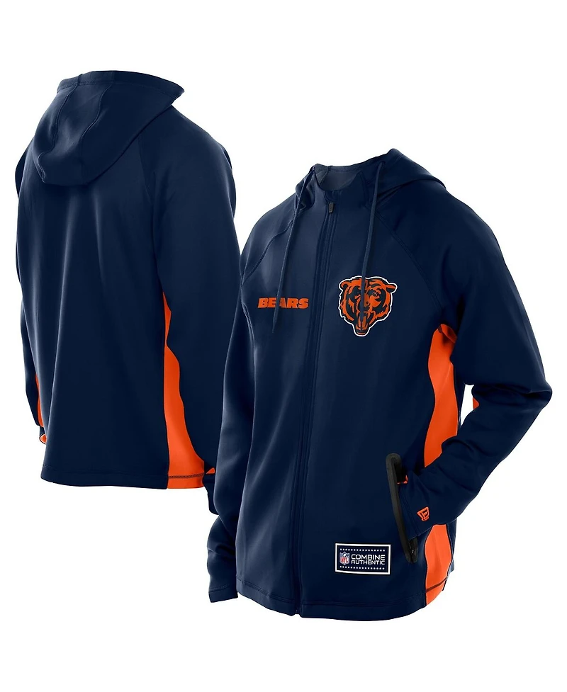 New Era Men's Navy Chicago Bears Combine Authentic Raglan Scuba Full-Zip Hoodie