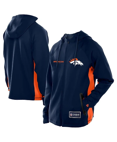 New Era Men's Navy Denver Broncos Combine Authentic Raglan Scuba Full-Zip Hoodie