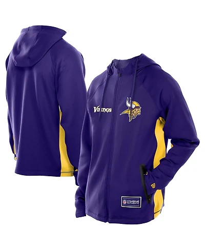 New Era Men's Purple Minnesota Vikings Combine Authentic Raglan Scuba Full-Zip Hoodie