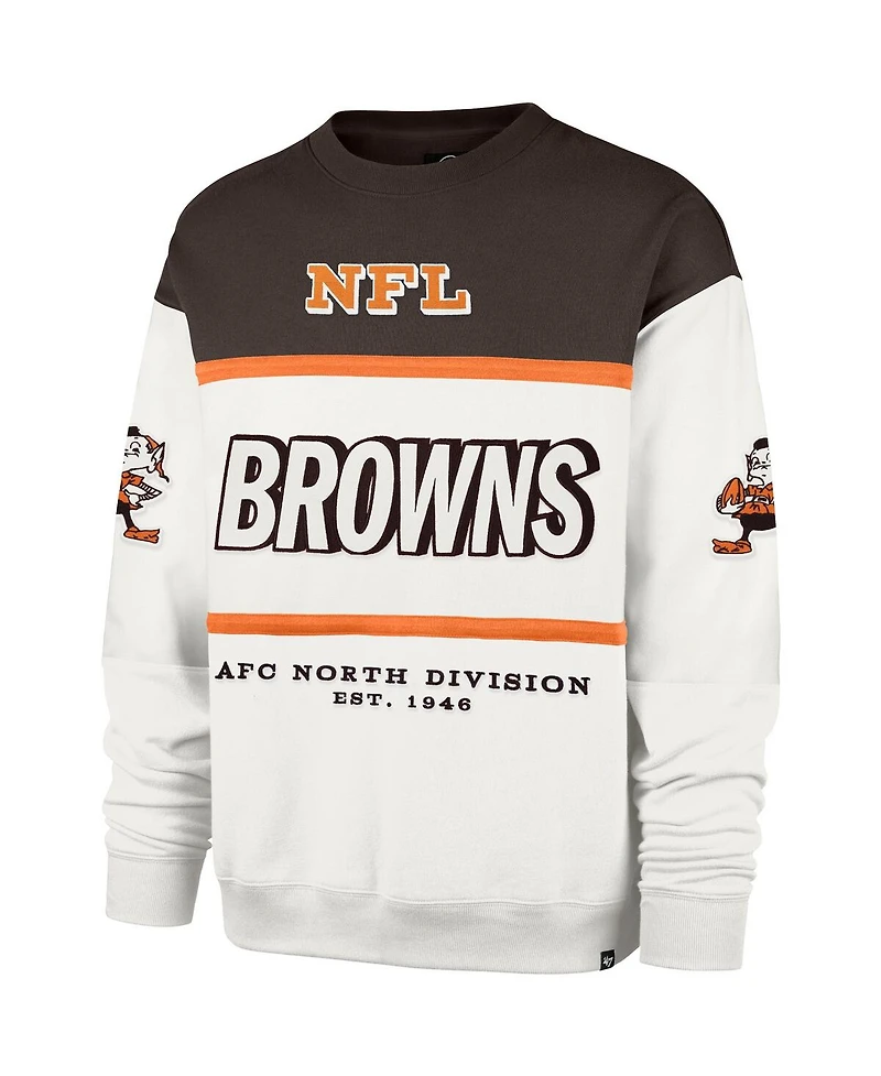 '47 Brand Men's White Cleveland Browns Throwback Breeze Maximalist Sweatshirt