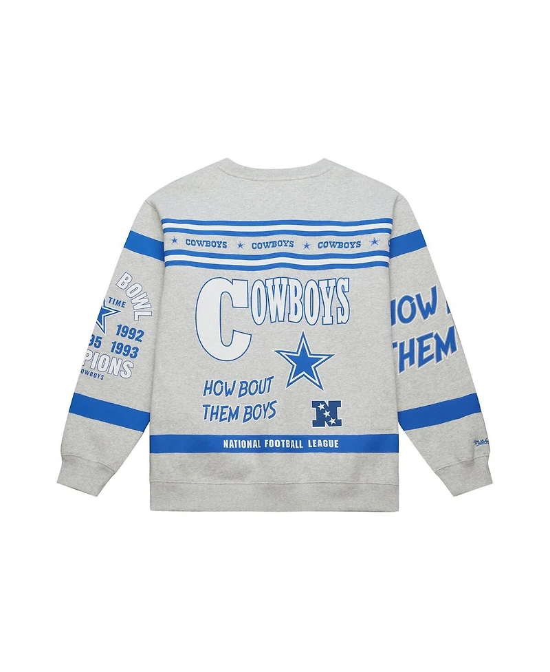 Mitchell & Ness Men's Heather Gray Dallas Cowboys All Over Print Retro Fleece Sweatshirt
