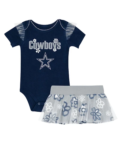 Outerstuff Baby Girls 2-Piece Navy Dallas Cowboys My Team Rocks Bodysuit and Skirt Set