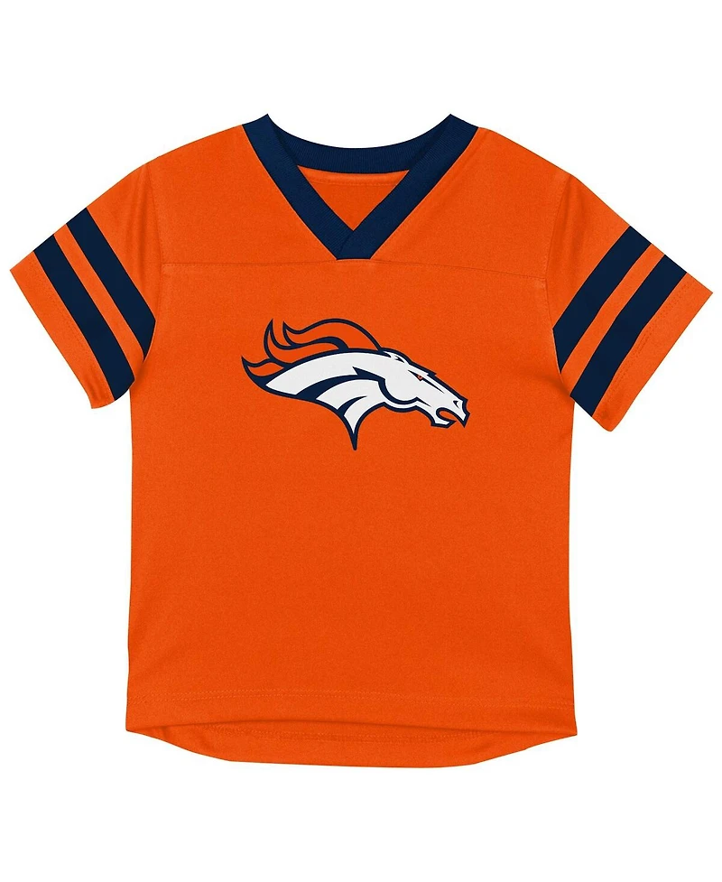 Outerstuff Toddler 2-Piece Orange/Navy Denver Broncos Red Zone V-Neck T-Shirt and Pants Set
