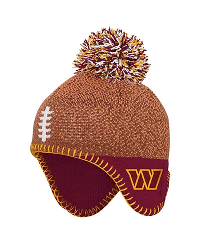 Outerstuff Baby Boys and Girls Brown Washington Commanders Football Head Knit with Pom Hat