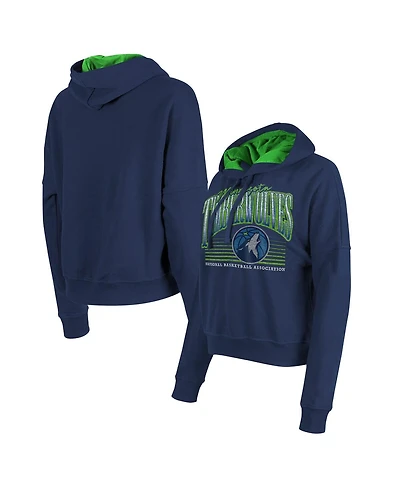 New Era Women's Navy Minnesota Timberwolves Boxy Pullover Hoodie
