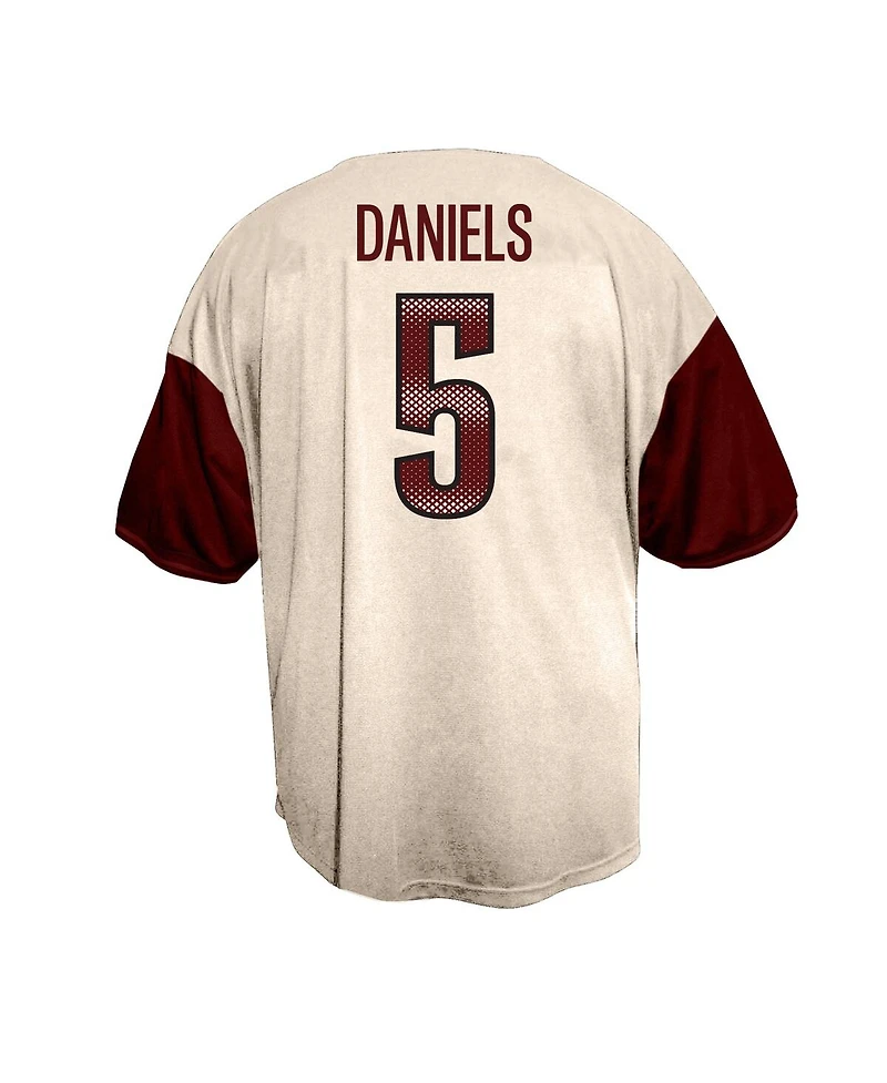 Fanatics Men's Jayden Daniels Cream Washington Commanders Big Tall Baseball Button-Up Shirt