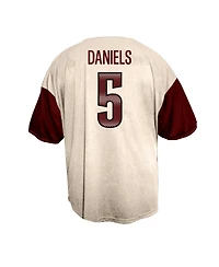 Fanatics Men's Jayden Daniels Cream Washington Commanders Big Tall Baseball Button-Up Shirt