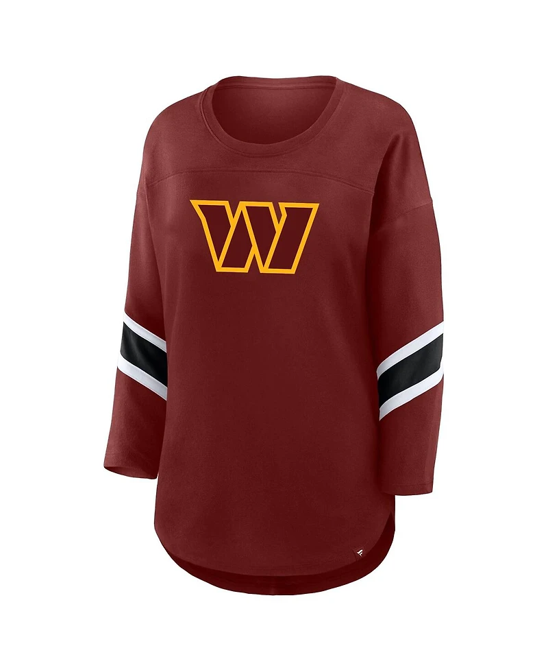 Fanatics Women's Burgundy Washington Commanders Plus Size Redzone 3/4-Sleeve Scoop Neck T-Shirt