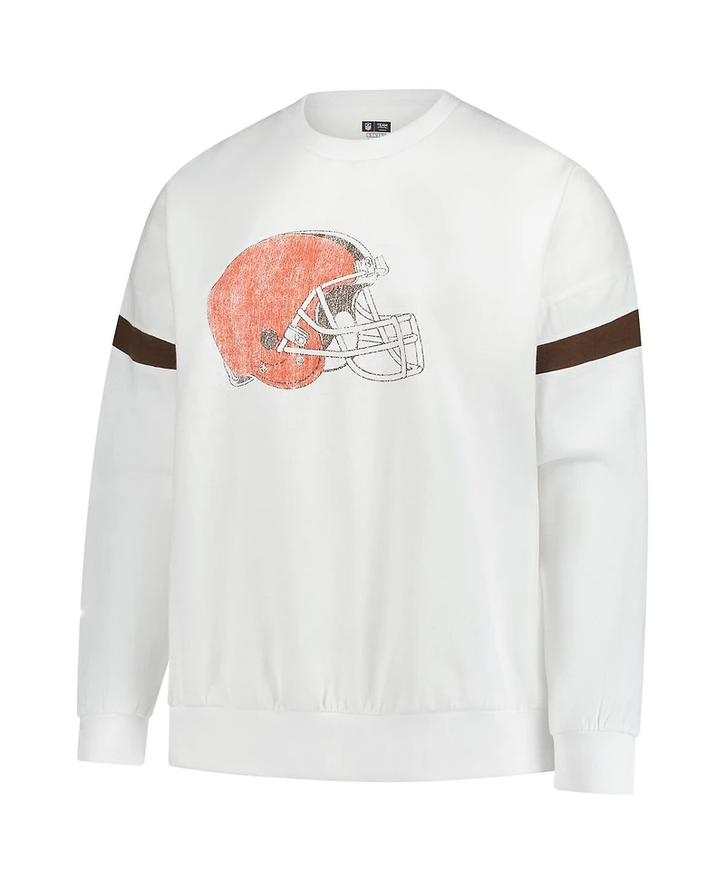 Fanatics Women's White Cleveland Browns Plus Fleece Pullover Sweatshirt