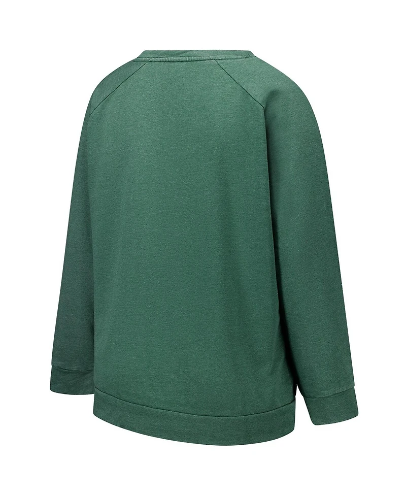 Profile Women's Heather Green New York Jets Plus Acid Wash Raglan Sweatshirt
