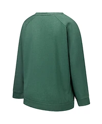 Profile Women's Heather Green New York Jets Plus Acid Wash Raglan Sweatshirt