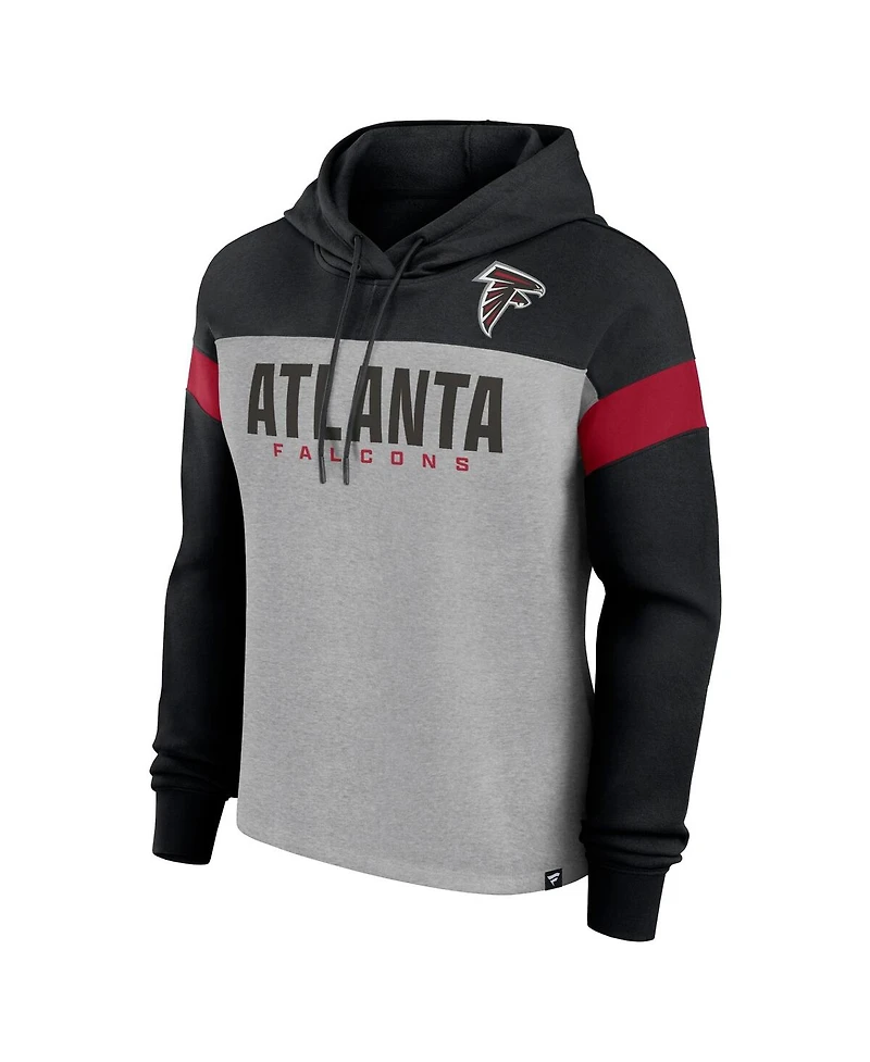 Fanatics Women's Heather Gray/Black Atlanta Falcons Bold Play Call Pullover Hoodie