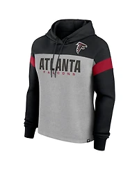 Fanatics Women's Heather Gray/Black Atlanta Falcons Bold Play Call Pullover Hoodie