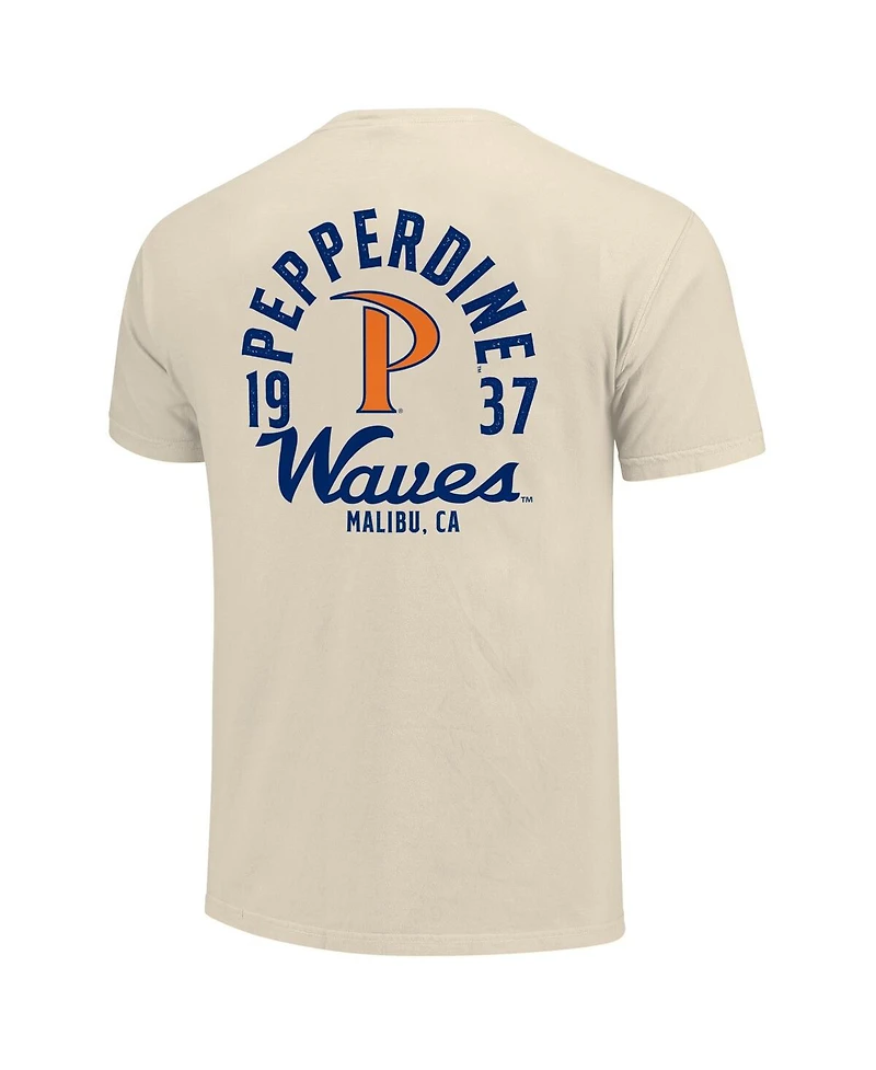 Image One Men's Cream Pepperdine Waves Comfort Colors Mascot Overlay T-Shirt