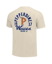 Image One Men's Cream Pepperdine Waves Comfort Colors Mascot Overlay T-Shirt