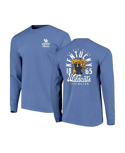 Image One Men's Royal Kentucky Wildcats Comfort Colors Mascot Overlay Long Sleeve T-Shirt