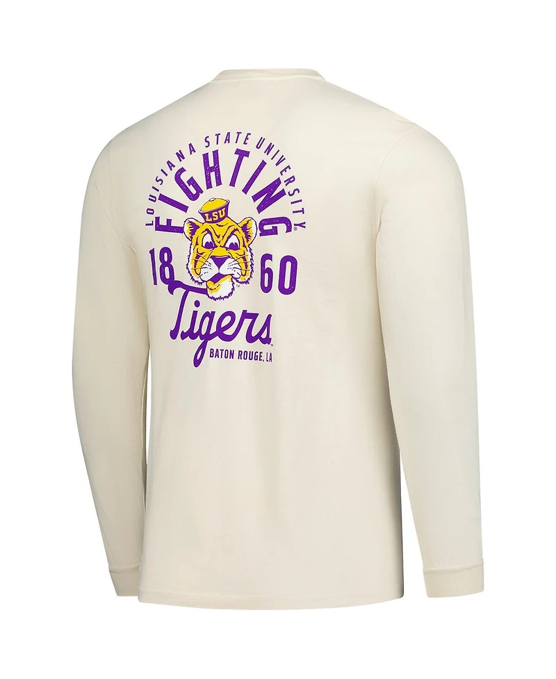 Image One Men's Natural Lsu Tigers Comfort Colors Mascot Overlay Long Sleeve T-Shirt
