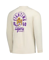 Image One Men's Natural Lsu Tigers Comfort Colors Mascot Overlay Long Sleeve T-Shirt