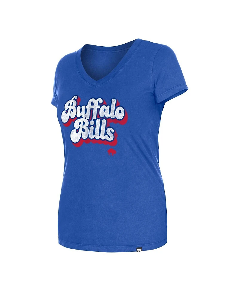 New Era Women's Royal Buffalo Bills Enzyme Wash Low V-Neck T-Shirt