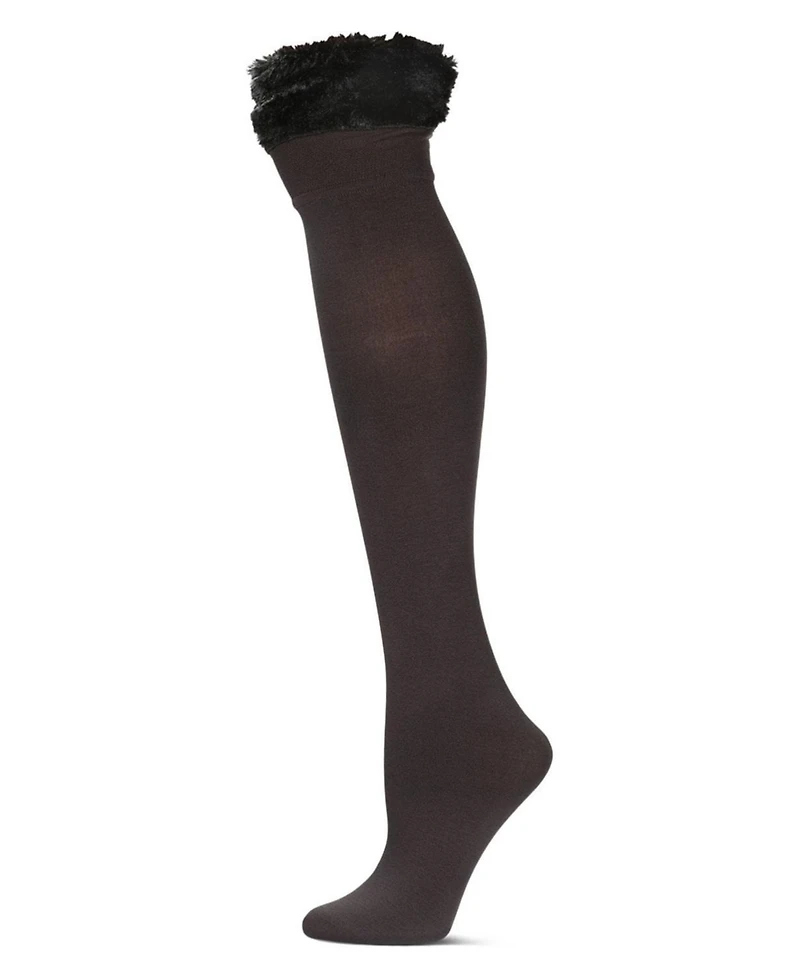 MeMoi Women's Plush Lined Furry Fleece Knee High Socks