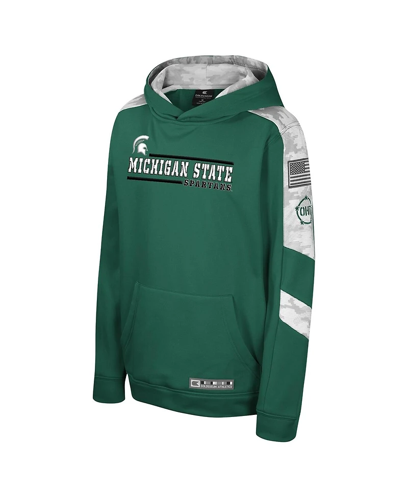 Colosseum Big Boys and Girls Green Michigan State Spartans Oht Military Appreciation Cyclone Digital Camo Pullover Hoodie