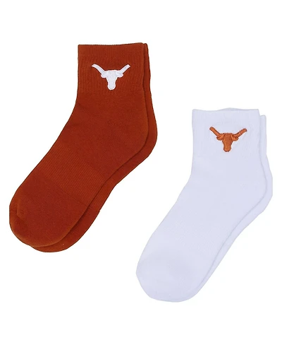 ZooZatz Women's 2-Pack White/Texas Orange Texas Longhorns Quarter-Length Socks