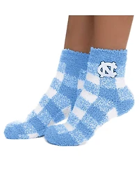 ZooZatz Women's North Carolina Tar Heels Fuzzy Buffalo Checkered Ankle Socks