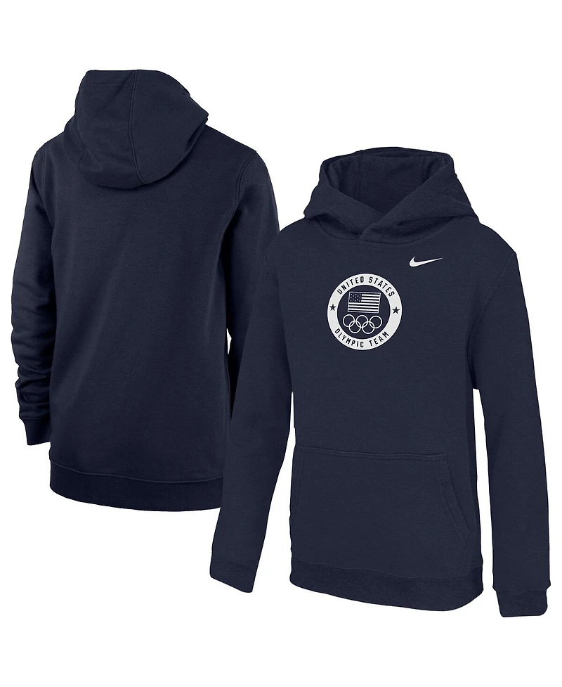 Nike Big Boys and Girls Navy Team Usa Primary Club Fleece Hoodie