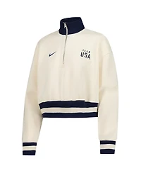 Nike Women's Cream Team Usa Phoenix Fleece Half-Zip Sweatshirt