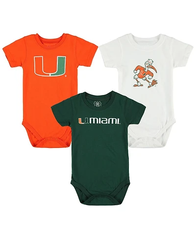 Wes & Willy Baby Boys and Girls 3-Pack Miami Hurricanes Bodysuit Set