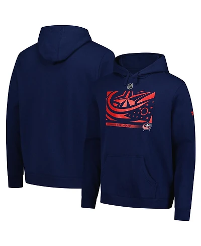 Fanatics Men's Navy Columbus Blue Jackets Authentic Pro Fleece Pullover Hoodie