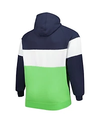 New Era Men's Neon Green/College Navy Seattle Seahawks Big Tall Current Colorblock Raglan Fleece Pullover Hoodie