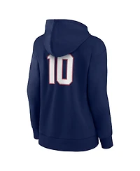 Fanatics Women's Mac Jones Navy New England Patriots Player Icon Name Number V-Neck Pullover Hoodie
