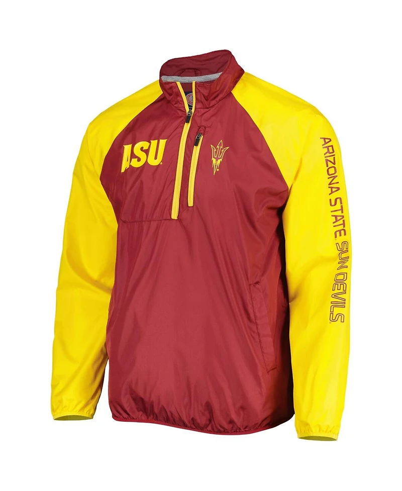 G-iii Sports by Carl Banks Men's Maroon/Gold Arizona State Sun Devils Point Guard Raglan Half-Zip Jacket