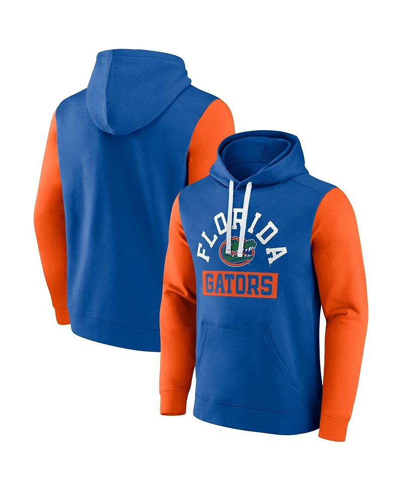 Fanatics Men's Royal Florida Gators Extra Point Color-Block Pullover Hoodie