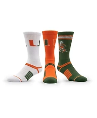 Strideline Men's and Women's 3-Pack Miami Hurricanes Premium Knit Crew Socks