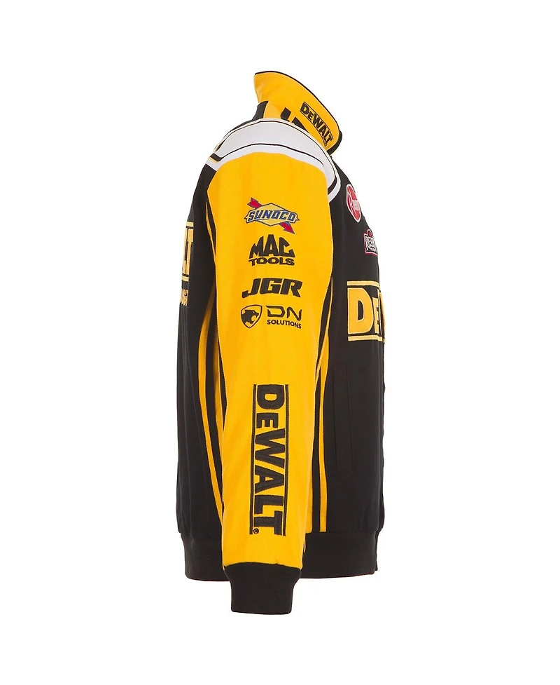 Jh Design Men's Black/Yellow Christopher Bell DeWalt Full-Snap Twill Uniform Jacket