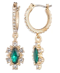 Marchesa Glass Stone Gold-Tone Pear Drop Huggie Earrings