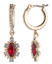 Marchesa Glass Stone Gold-Tone Pear Drop Huggie Earrings