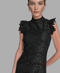 Bcbg Women's Floral Lace Ruffle Hem Shift Dress