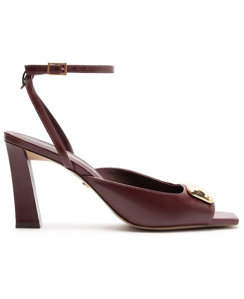 Arezzo Women's Greer Gold Elegance Block Heel Sandals