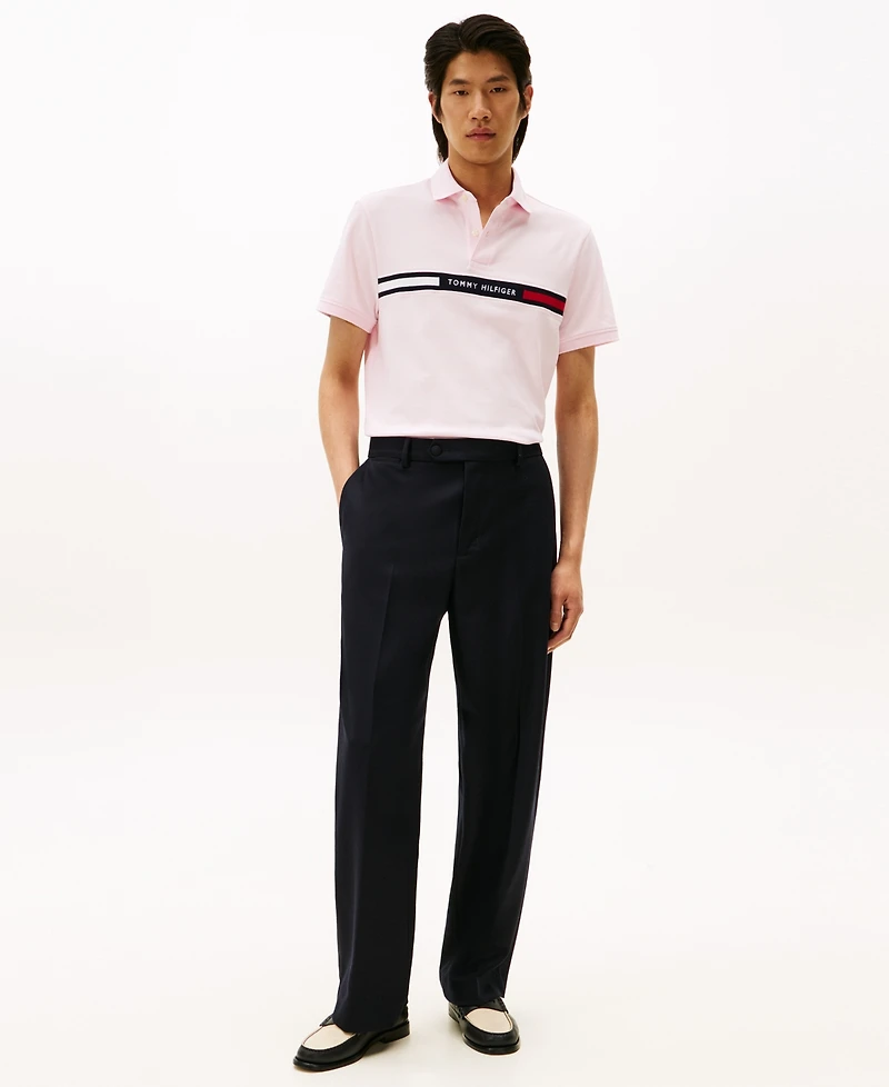 Tommy Hilfiger Men's Short Sleeve Embroidered Chest Stripe Polo Shirt