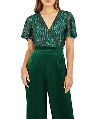Yumi Women's Wrap Sequin Embellished Velvet Jumpsuit
