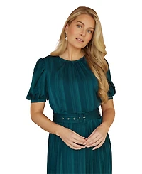 Yumi Women's Satin Pleated Stripe Midi Dress